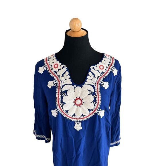NEW Boden Arianne Viscose Embroidered Blue Dress WH806 Size US 4R - Picture 8 of 8
